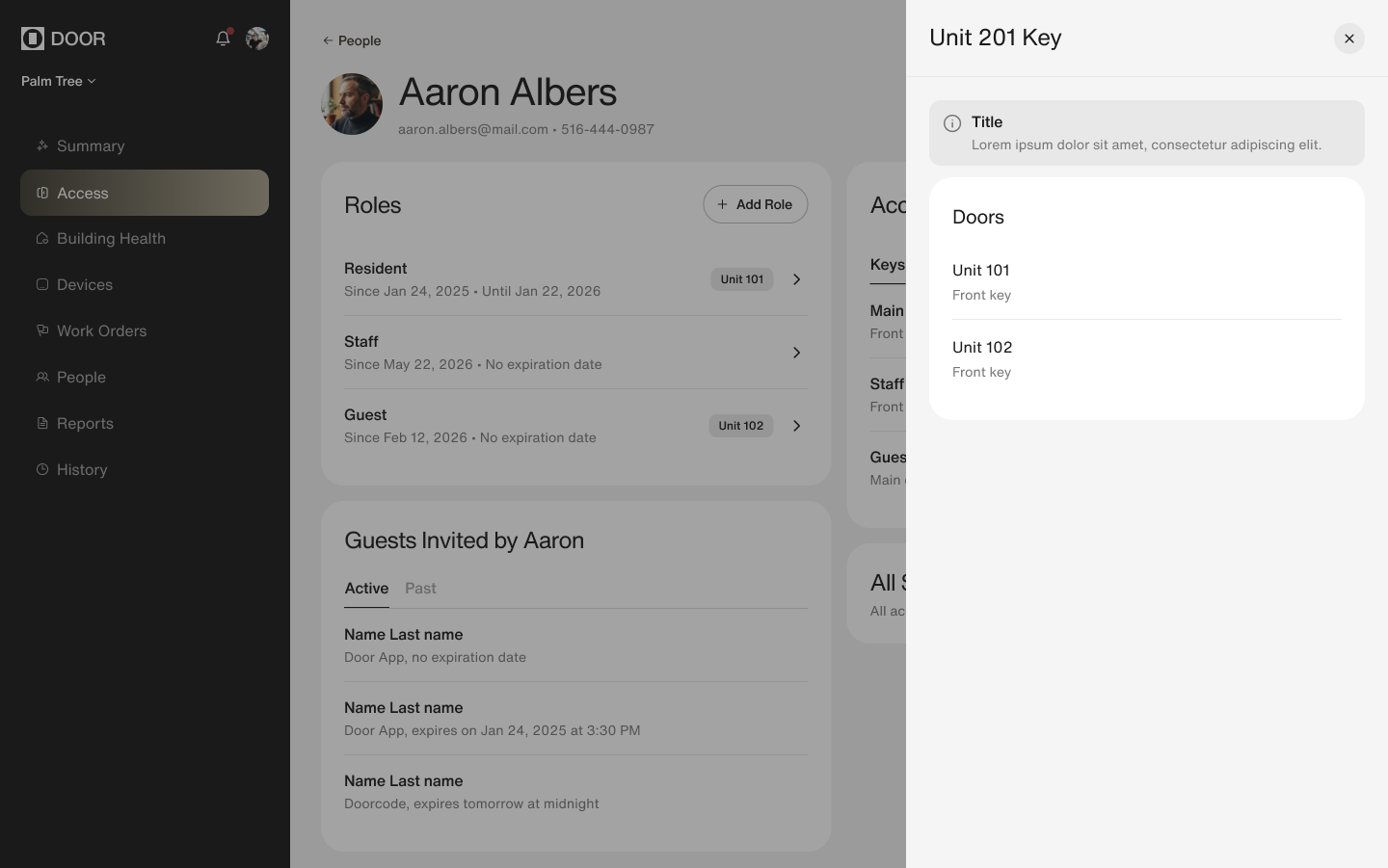 DOOR OS — Person profile, roles and assigned access