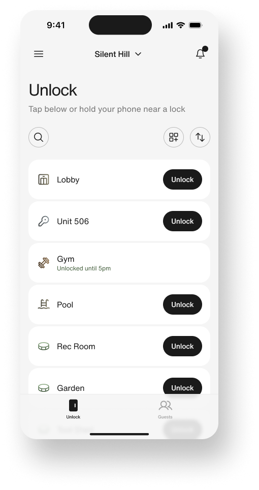 Resident app — unlock as the home screen