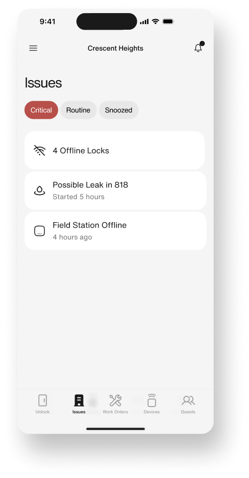 Staff app — critical issues triage